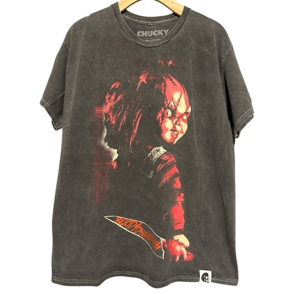 Chucky X Bloody Men’s Size L Black Disgusting Movie Promo Short Sleeve T-Shirt - Picture 1 of 6